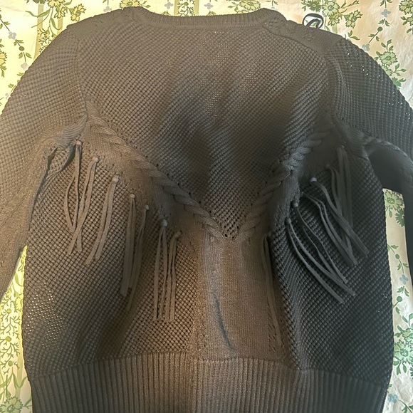 MAJE - sweater with see-through detail and tassels - Picture 4 of 6